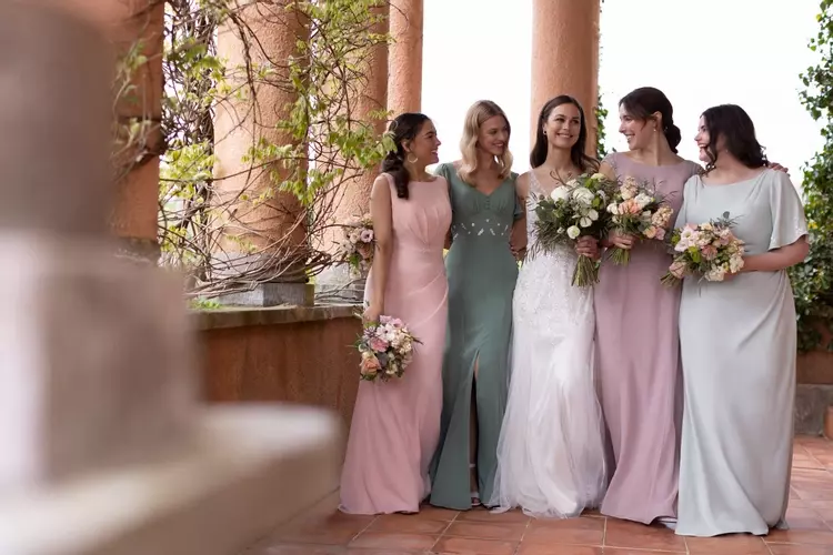 Nellie E245 High Neck Bridesmaid Dress with Pleats Essentials
